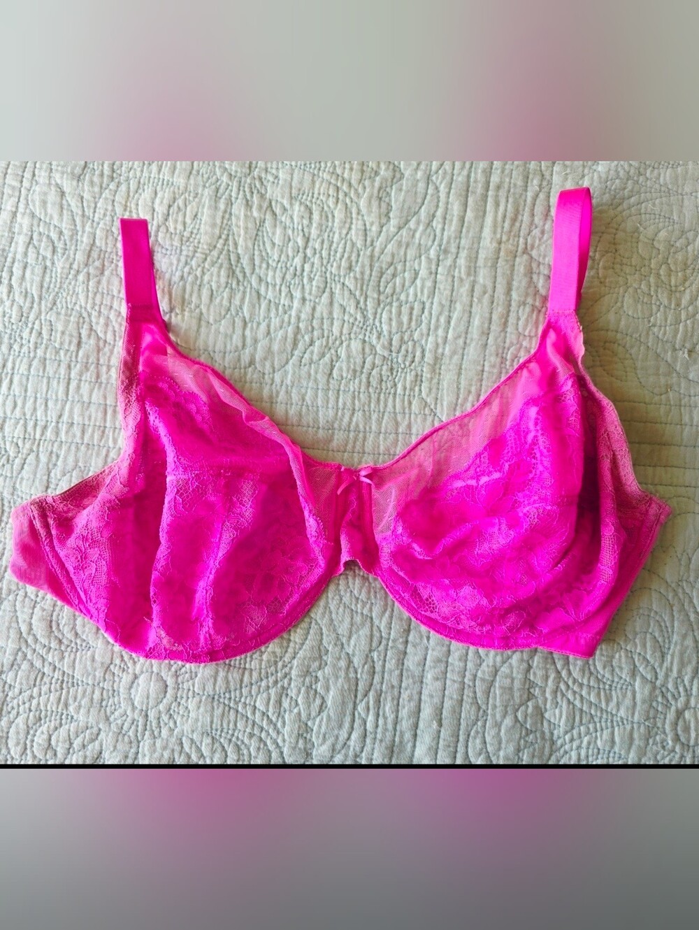 HSIA Mermaid Scales Lace Unlined Underwire Bra Hot Pink 36G